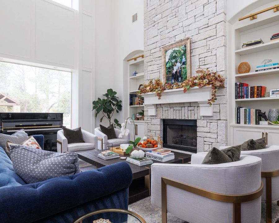 Blue velvet living room