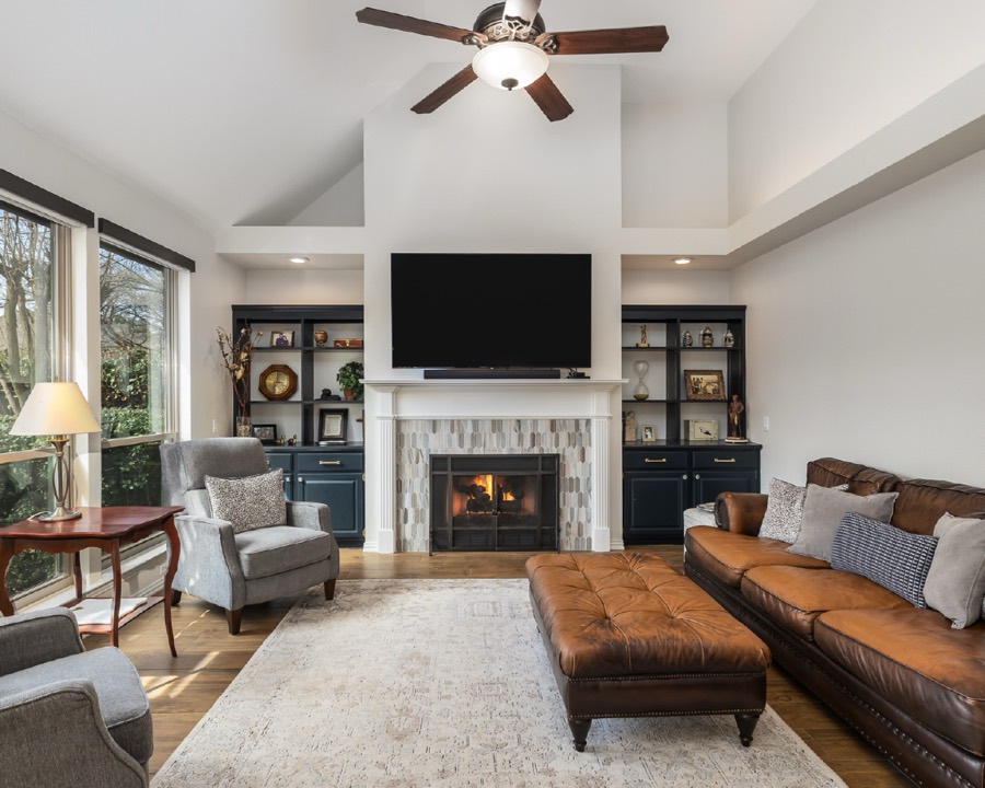 Leather sofa living room