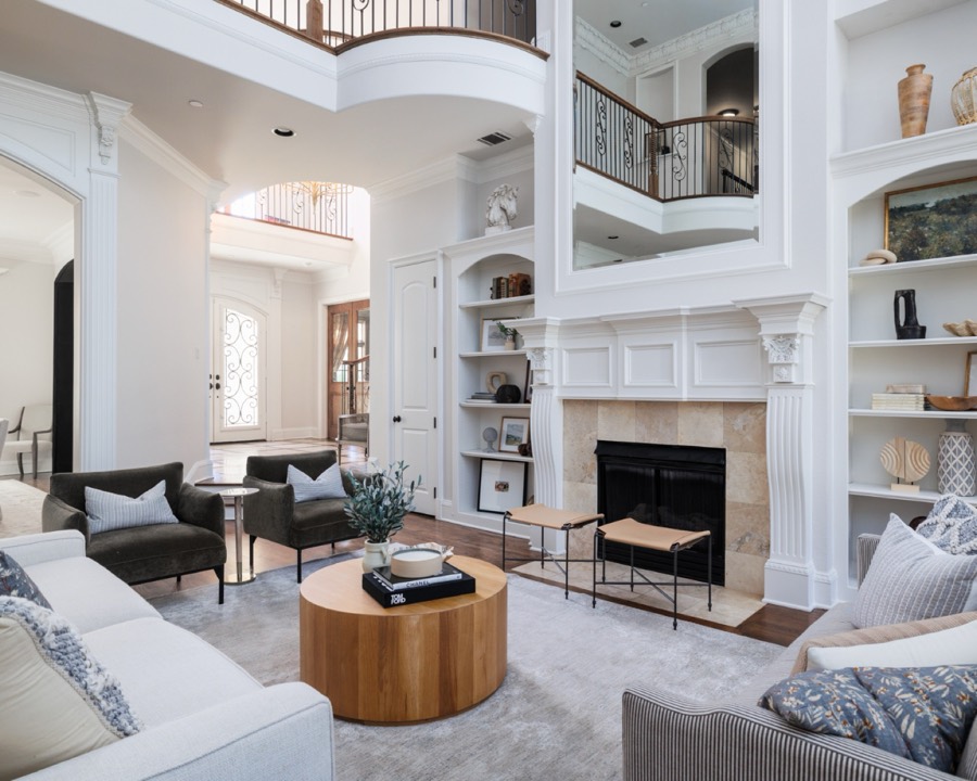 Luxury two-story great room in a DFW estate