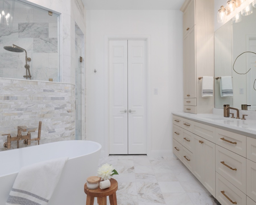 Marble spa bath in a new build